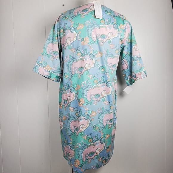 Nwt Carlton Hall blue swirl zip front night gown - Picture 10 of 11